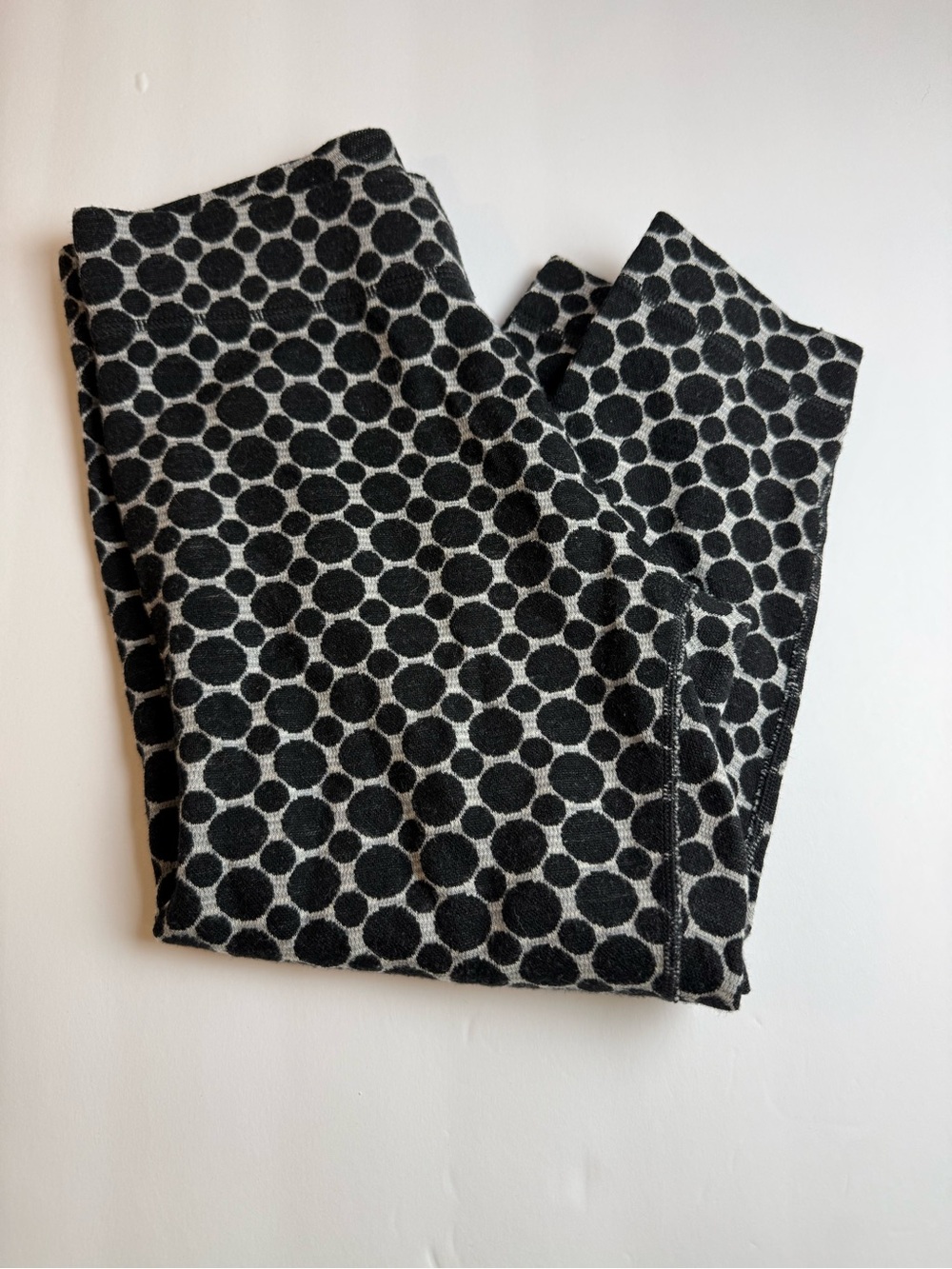 Smartwool Merino Wool Crop Leggings Women’s S Black Gray Dot Print Base Layer